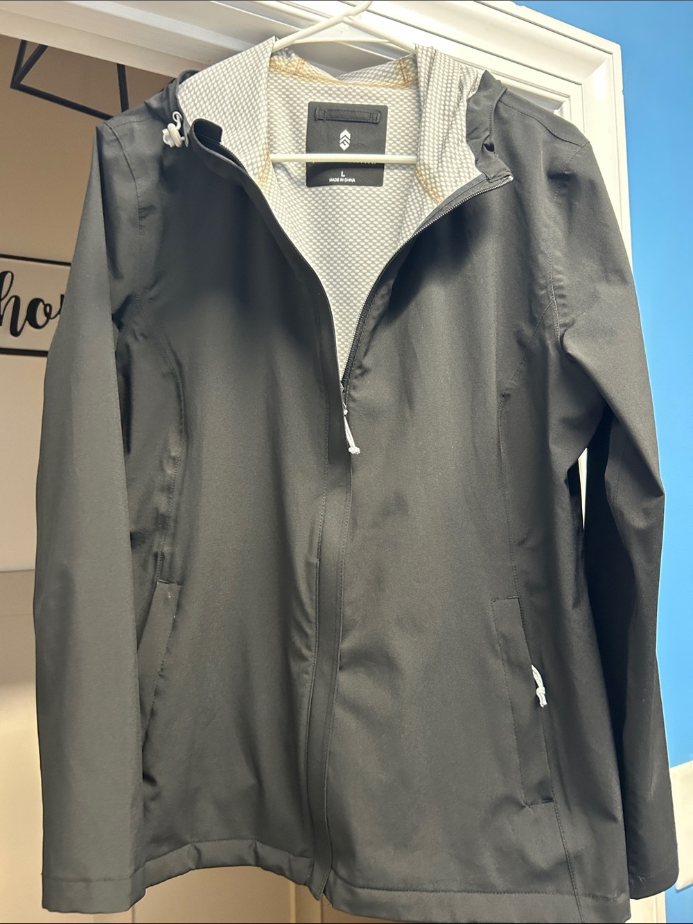 Free Country Black Hooded Rain Jacket